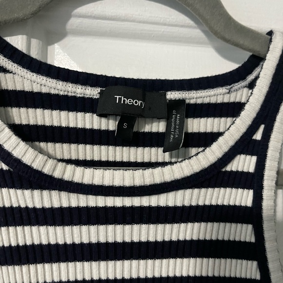 THEORY striped Rib Stretch Cotton Racer Tank - Picture 4 of 6